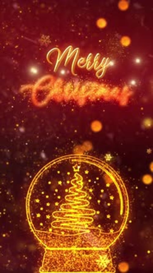 Christmas Snow Globe Merry Christmas Background 4- Vertical Video
