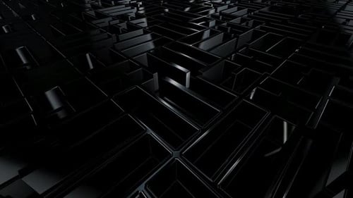 Dynamic Glossy Black 3D Geometric Maze Loop Background