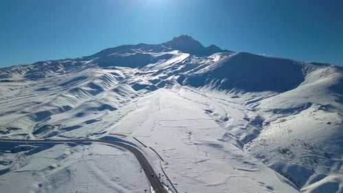 Snowy mountains roads pine forests and magnificent scenery