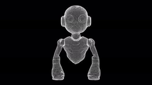 Diseño futurista de robot giratorio en animación alámbrica