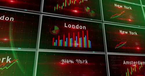 Stock exchange in the world charts and graphs 3d diagram