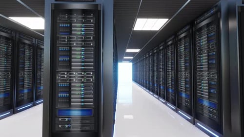 Server Room Of A Data Center Or Isp