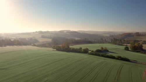 Aerial view of autumn countryside, traditional fall landscape in central Europe