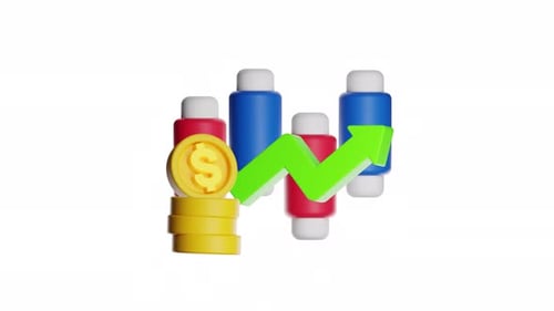 3d Icon Animation Stock Market Profit