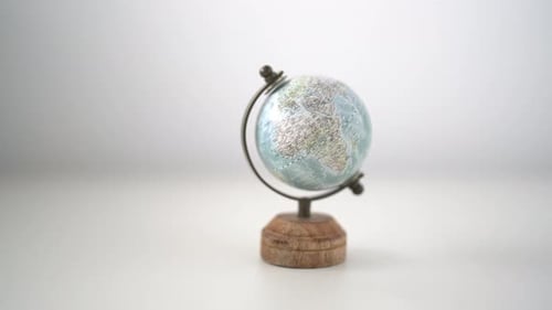Close Up of Globe with Wooden Base