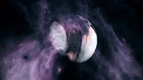 Futuristic Space Nebula with Abstract Split Sphere