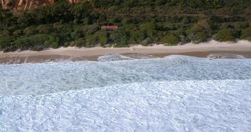 Sea, drone and beach, nature and landscape with environment, travel and vacation destination