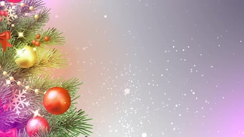 Christmas Tree Decoration Golden Ball and Tree Snowflake Bokeh Lights