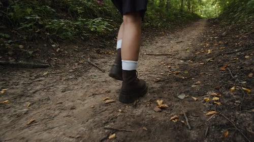 Woman Walking in the Forest on Summer Sunny Day Close Up Female Wonder in the Park A Beautiful View