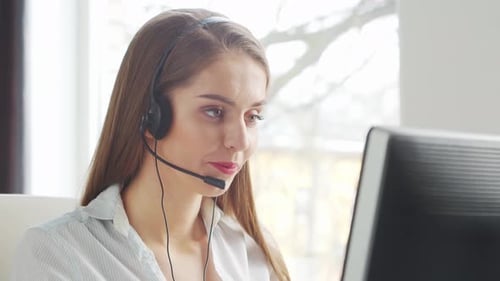Professional Support Operator is Working in Home Office Workplace of Woman Solving Customer Problems