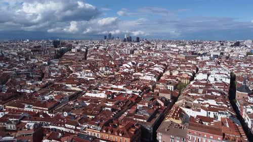 Madrid with modern buildings aerial view