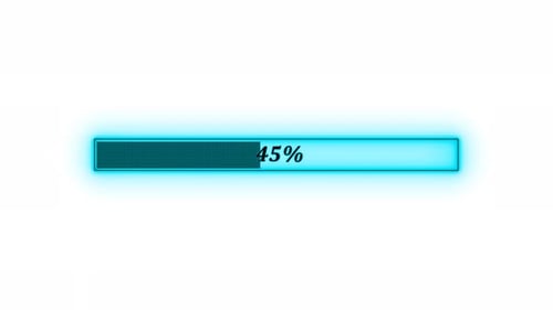 Cyan Color Glowing Waiting Loading Bar Animated