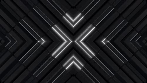 Dynamic geometric pattern with glowing neon light lines