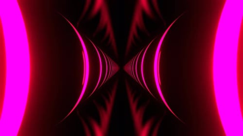 Pink And Green Neon Corridor With Round Glowing Shapes Background Vj Loop I 4K