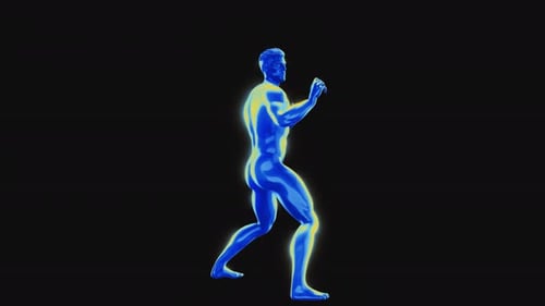 Futuristic Blue Boxer Figure Animation