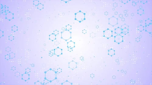 Blue Abstract Hexagonal Molecular Structures Background Loop V4