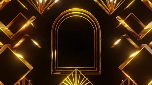 Golden Archway Tunnel with Decorative Geometric Patterns