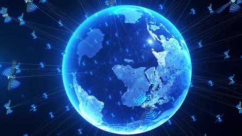 Satellites Starlink en orbite autour de la Terre dans l'espace