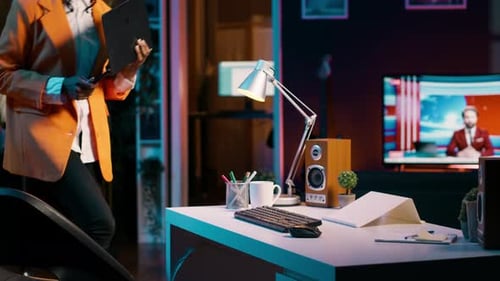 African American Girl Studying Servers Providing AI Computing Resources