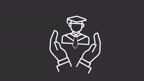 Graduate student education support guidance care academic future outline icon