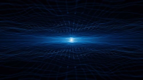 Abstract Blue Particle Grid Wave Loop Background
