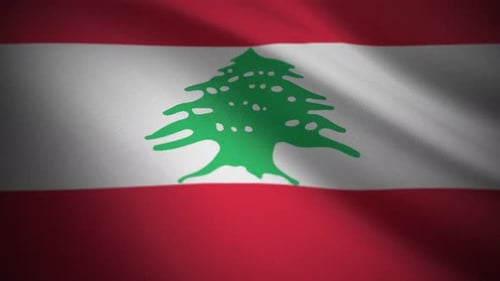 Realistic Waving Flag of Lebanon with Fabric Texture