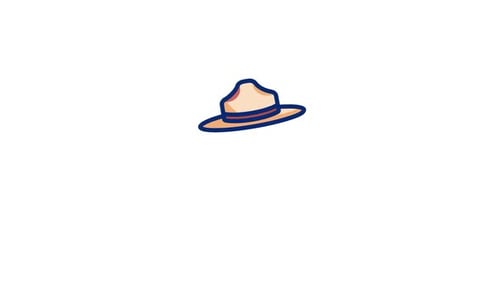 Animated Flat Design Hat Icon Spinning