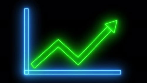 Neon Upward Arrow on Line Graph Animation