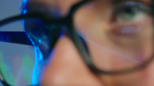 Eye Viewing Computer Screen Reflection in Glasses