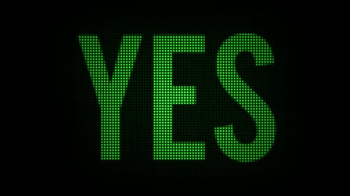 Green Digital Pixelated 'YES' Text Reveal