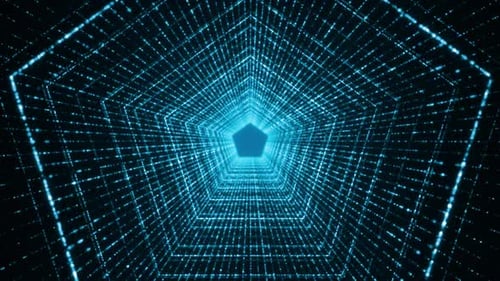 fundo abstrato com partícula de túnel do pentágono, estrela de Natal, fundo de festa de Natal