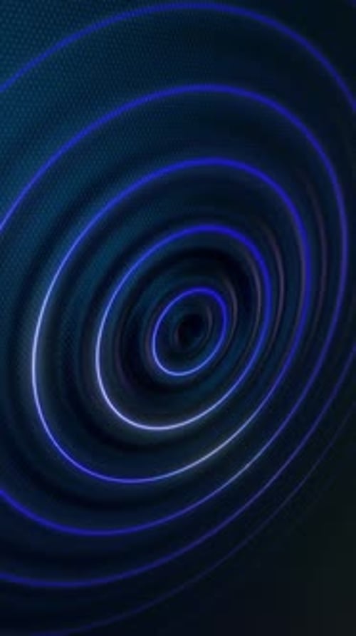 Abstract Futuristic Glowing Blue Concentric Circles Animated Background