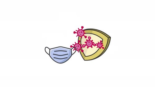 Animated Shield And Mask Protect From Virus Particles