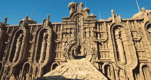 Sandcastle Architecture Showcases Intricate Designs in Coastal Location