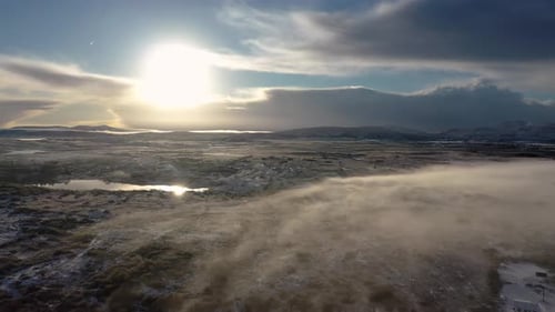 Aerial View of Snow Covered Lough Fad By Portnoo in County Donegal Ireland