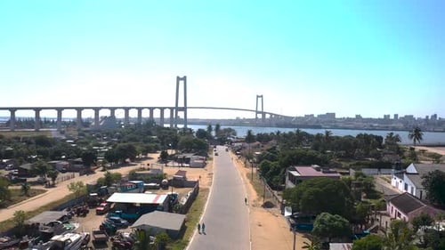 Aerial view of Maputo-Katembe bridge, Mozambique.