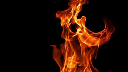 Bright Flames on a Black Background Filmed on a Highspeed Camera at 1000 Fps