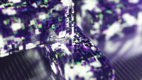 Abstract Glitch Digital Cubes Background Animation