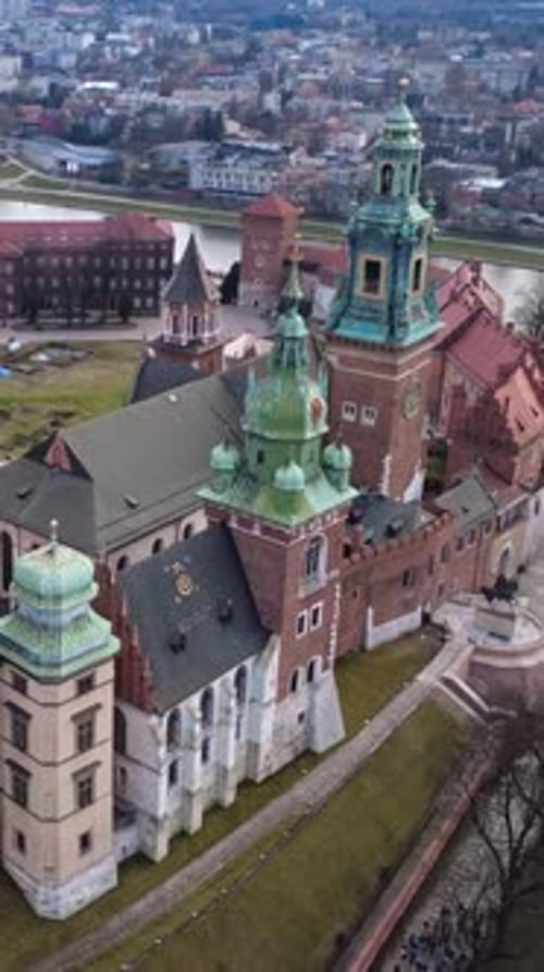 Aerial View of Wawel Cathedral and Krakow Poland