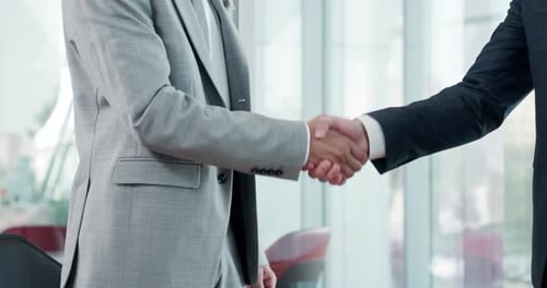Businessman in a Suit Shaking Hands with a Man Colleague a Handshake in the Office Partnership