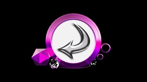 3D Metallic Arrow Reveal in Glossy Purple Ring with Crystals