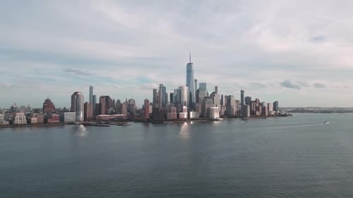 Manhattan NYC View From Hudson Manhattan World Trade Center WTC Business District of Manhattan NYC