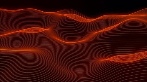Abstract Glowing Orange Wireframe Waves Animation