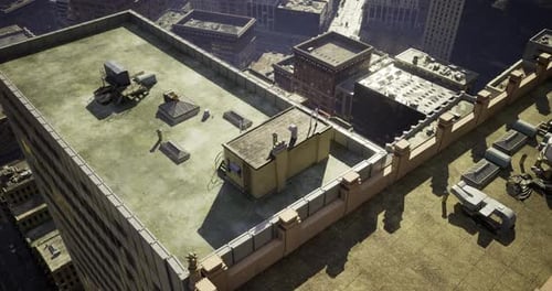 Cinematic Aerial Flyover Above Modern City Skyscrapers