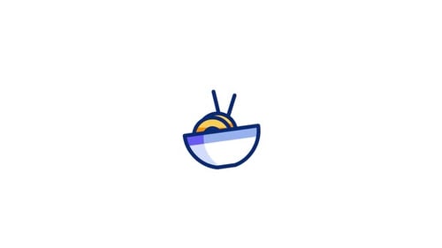 Animated Noodle Bowl with Chopsticks Flat Design Icon