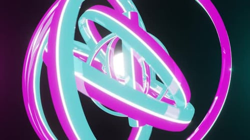 Pink And Cyan And White Sci Fi Rings Background Loop Animation In 4K