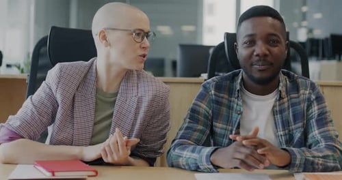 Colleagues Talking During Online Business Meeting