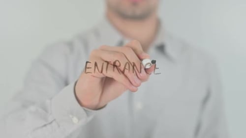 Entrance, Writing on Transparent Screen