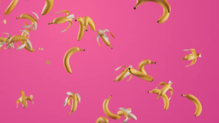 Realistic Peeled and Whole Bananas Falling Animation, Elements Motion ...