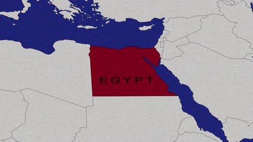 World Map Zoom to Egypt Highlight Animation